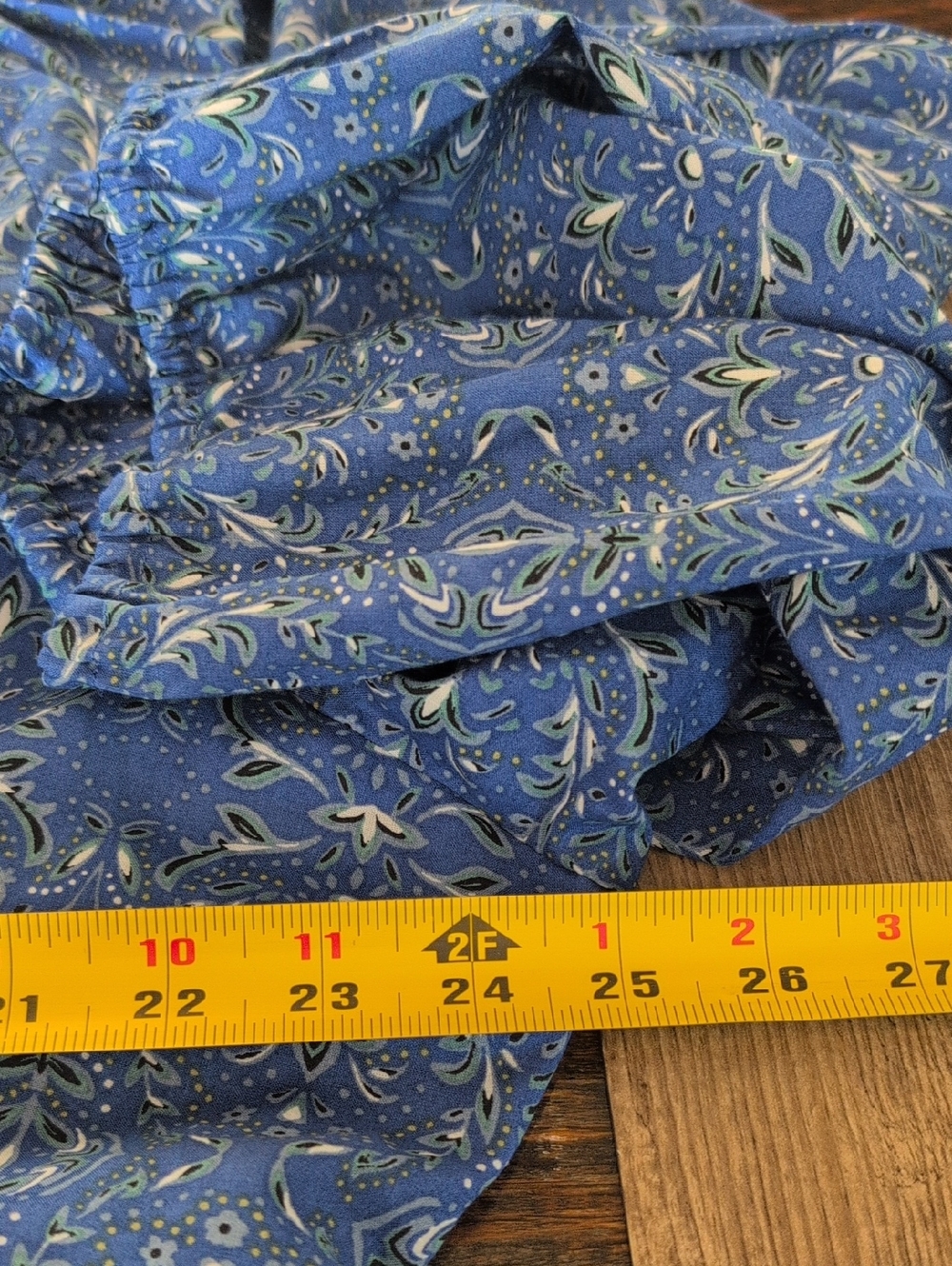 Boho Blue Cotton Floral Midi Dress Balloon Sleeve Cottagecore Romantic 2X - Picture 16 of 16